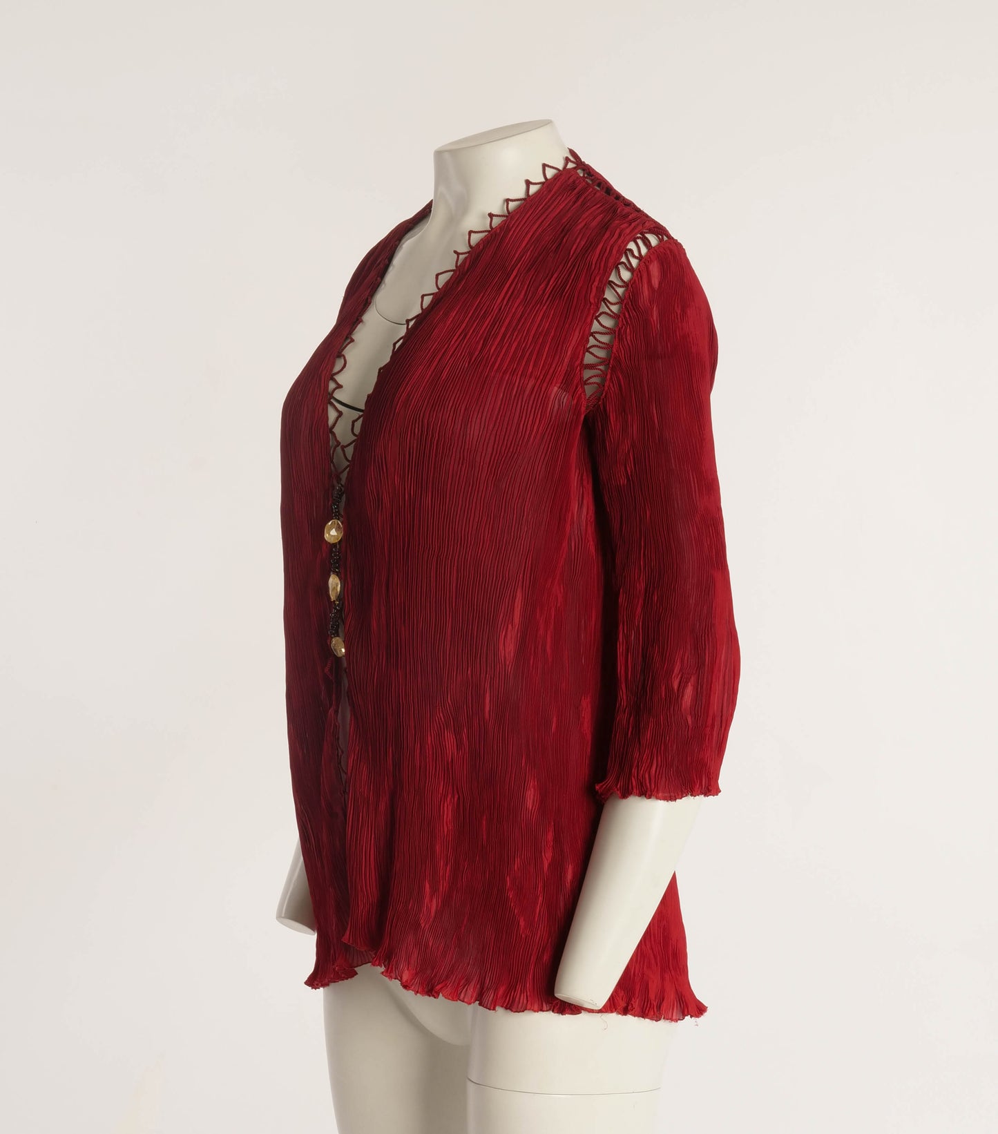 Lecoanet Hemant Red Pleated Jacket with Cord Detailing