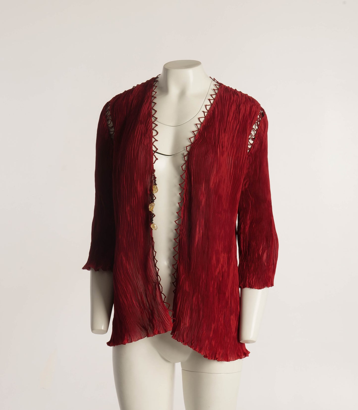 Lecoanet Hemant Red Pleated Jacket with Cord Detailing