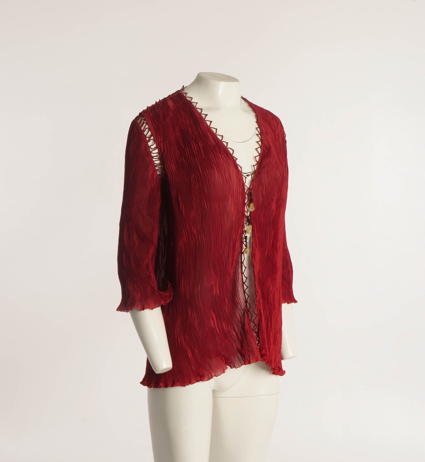 Lecoanet Hemant Red Pleated Jacket with Cord Detailing