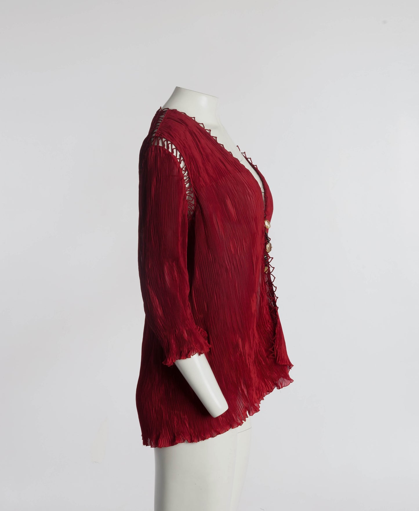 Lecoanet Hemant Red Pleated Jacket with Cord Detailing