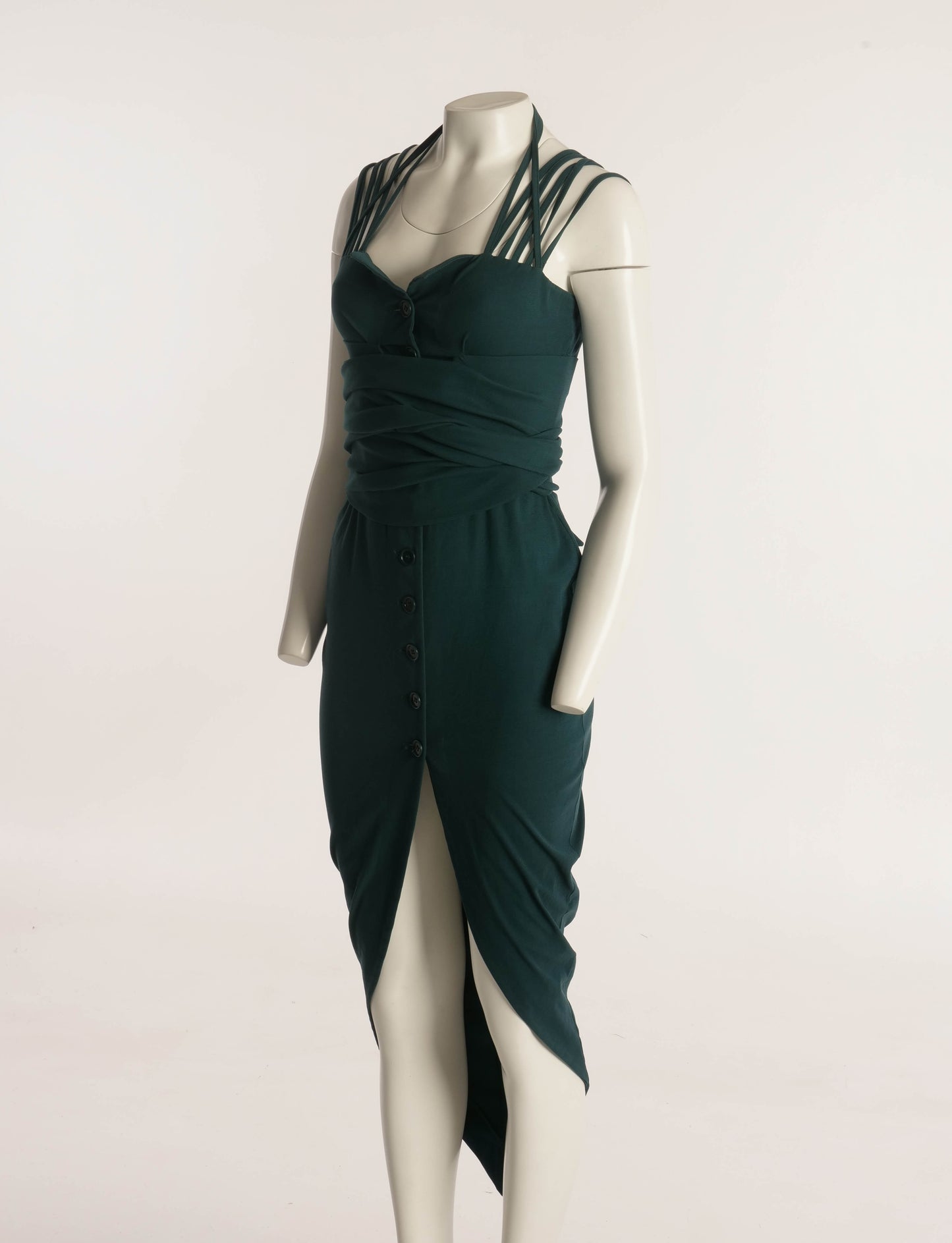 Romeo Gigli S/S 1993 Green Pointed Hem Dress