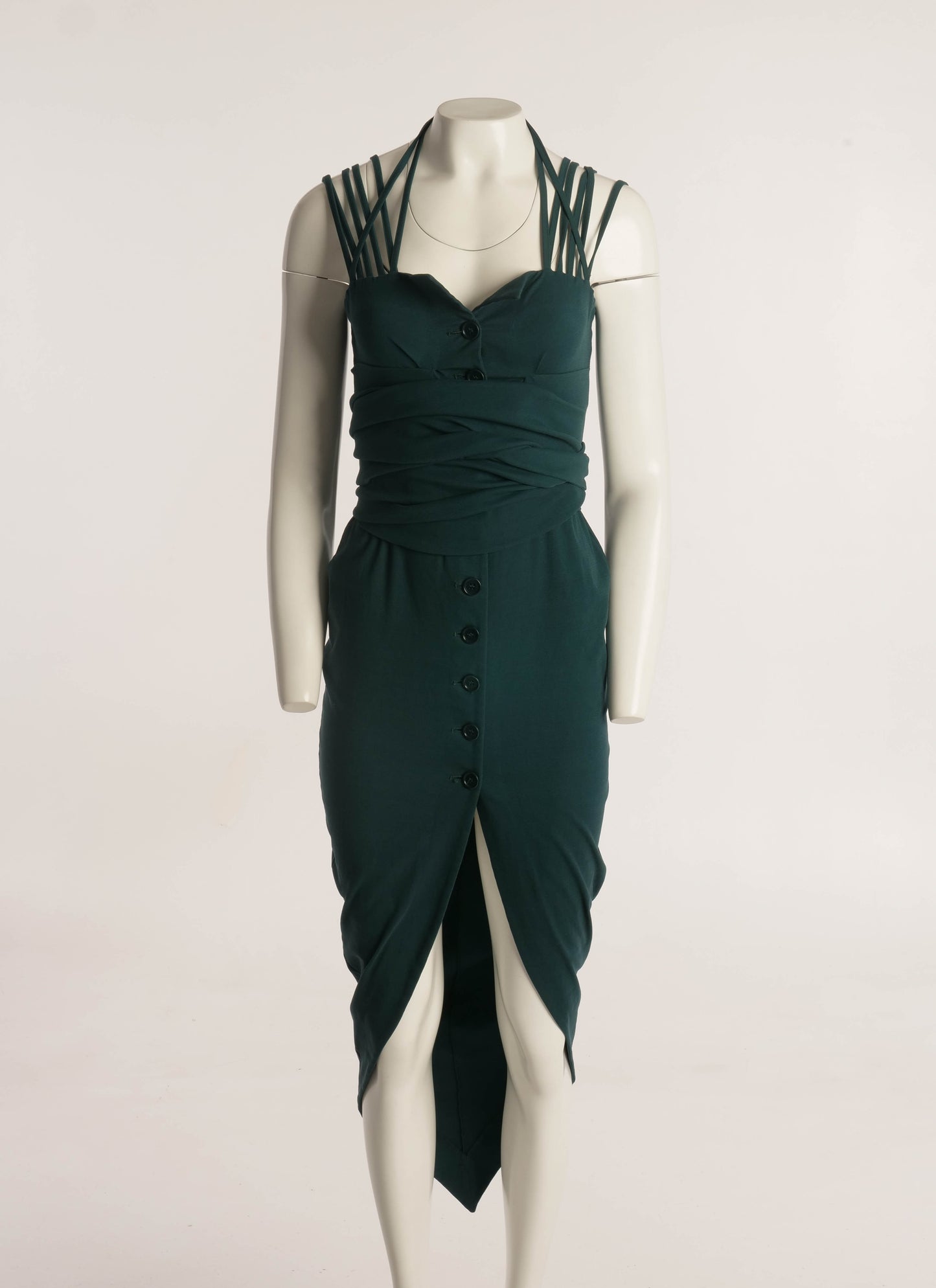 Romeo Gigli S/S 1993 Green Pointed Hem Dress