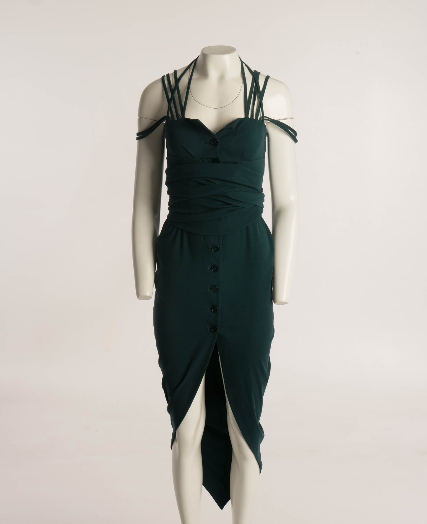 Romeo Gigli S/S 1993 Green Pointed Hem Dress