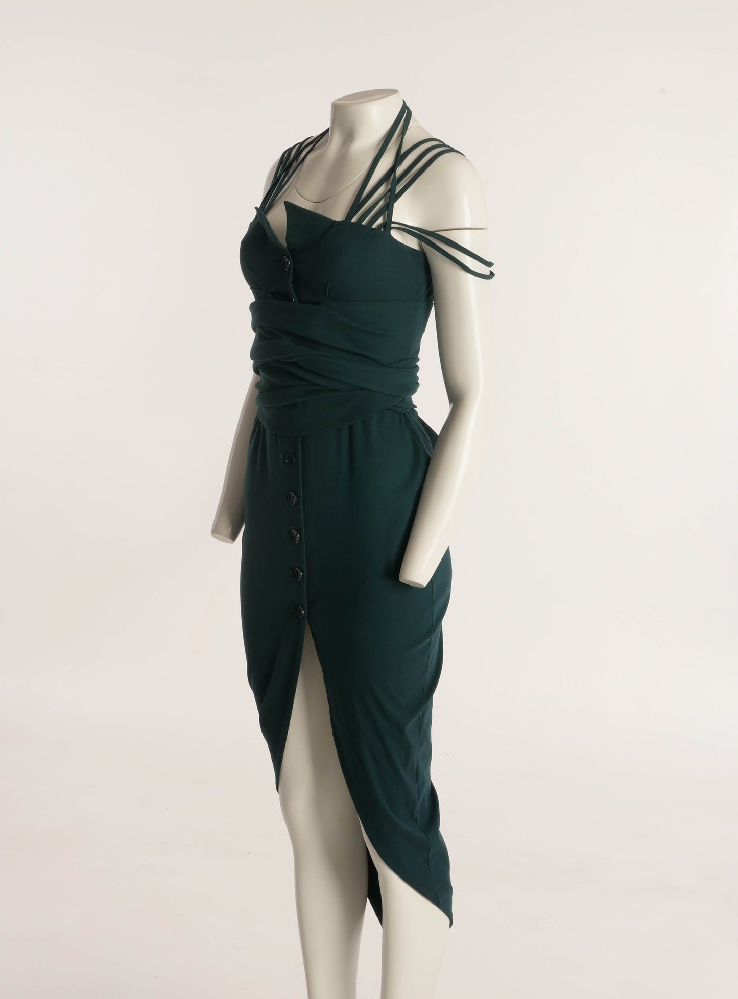 Romeo Gigli S/S 1993 Green Pointed Hem Dress