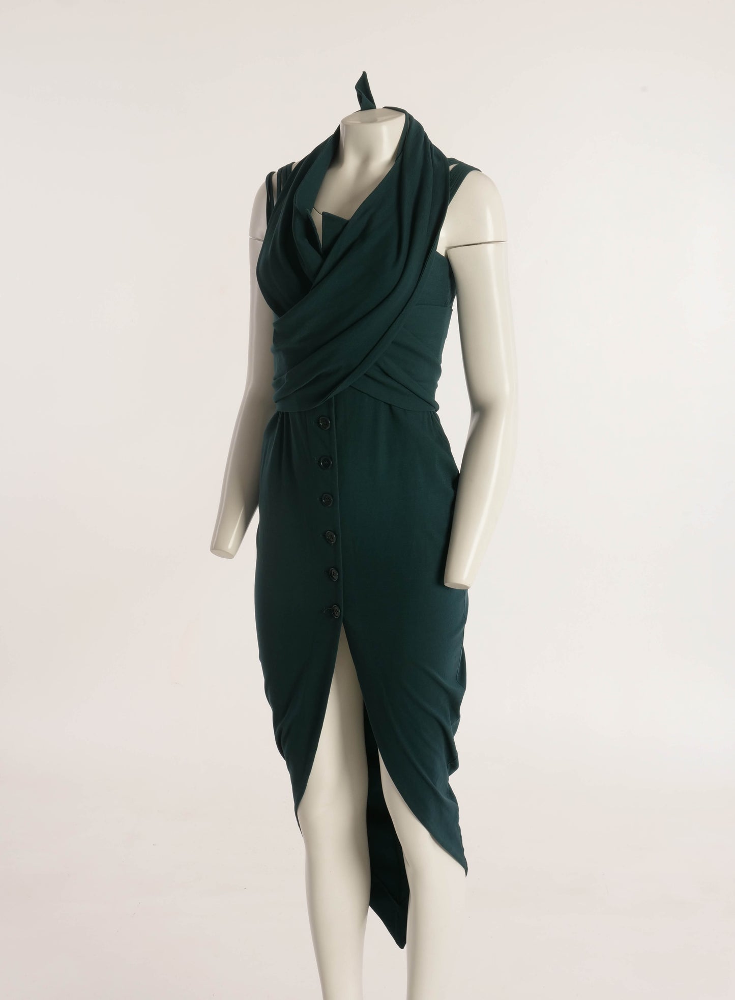 Romeo Gigli S/S 1993 Green Pointed Hem Dress