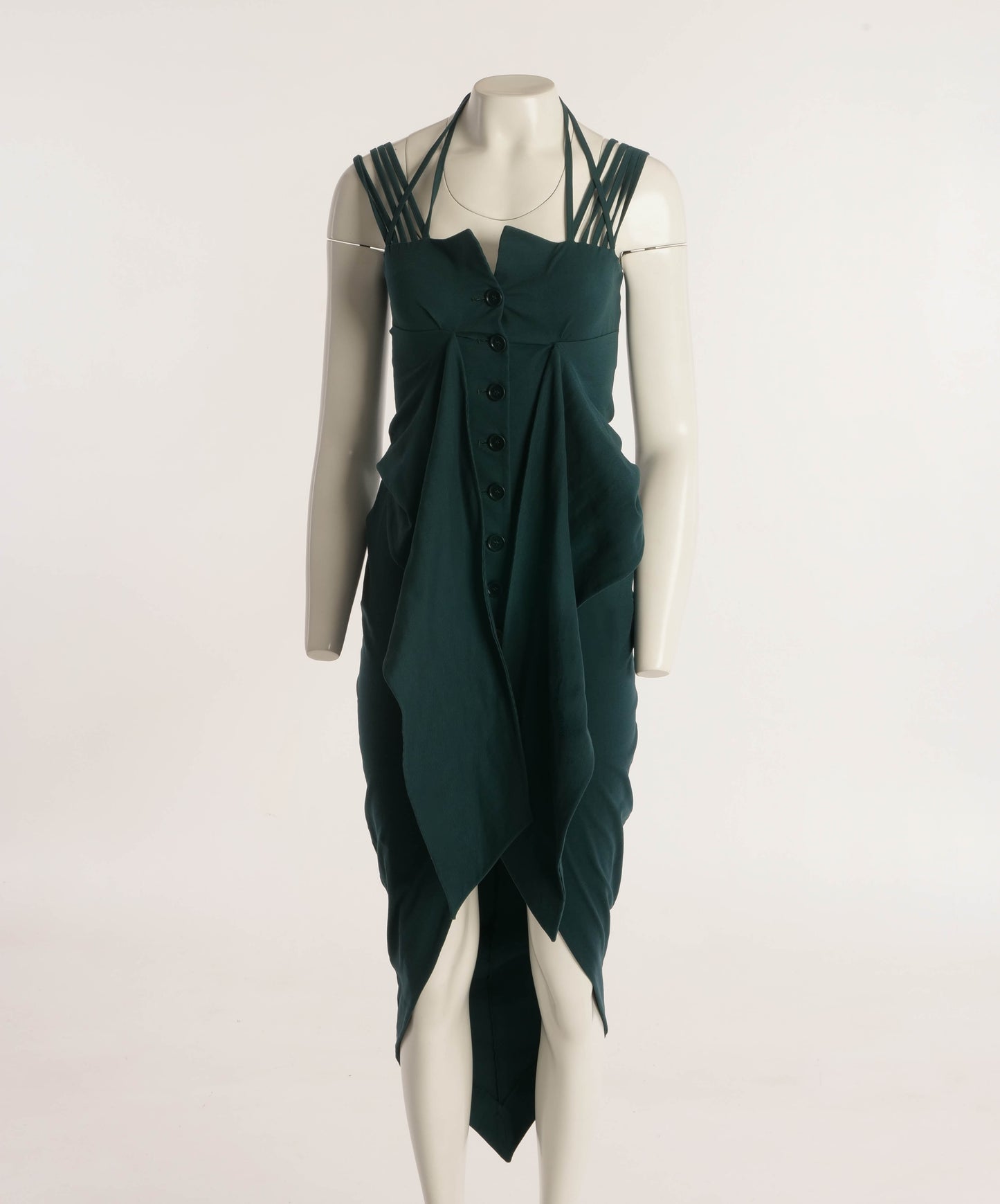 Romeo Gigli S/S 1993 Green Pointed Hem Dress