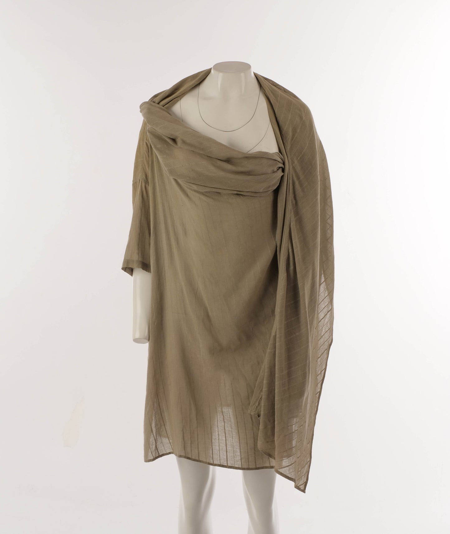 Romeo Gigli 1980s Sage Green Draped Tunic Dress