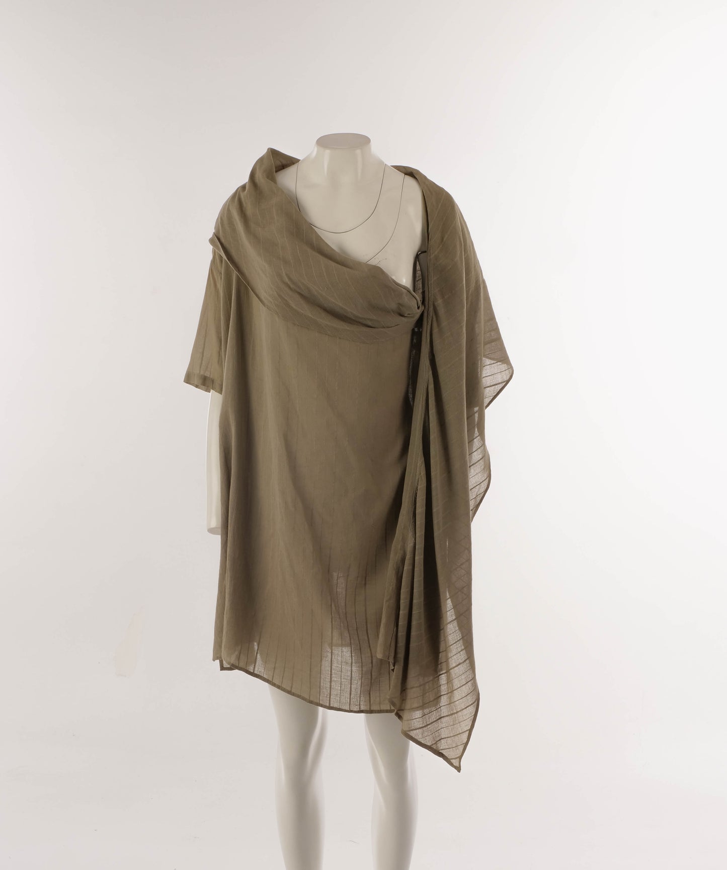 Romeo Gigli 1980s Sage Green Draped Tunic Dress