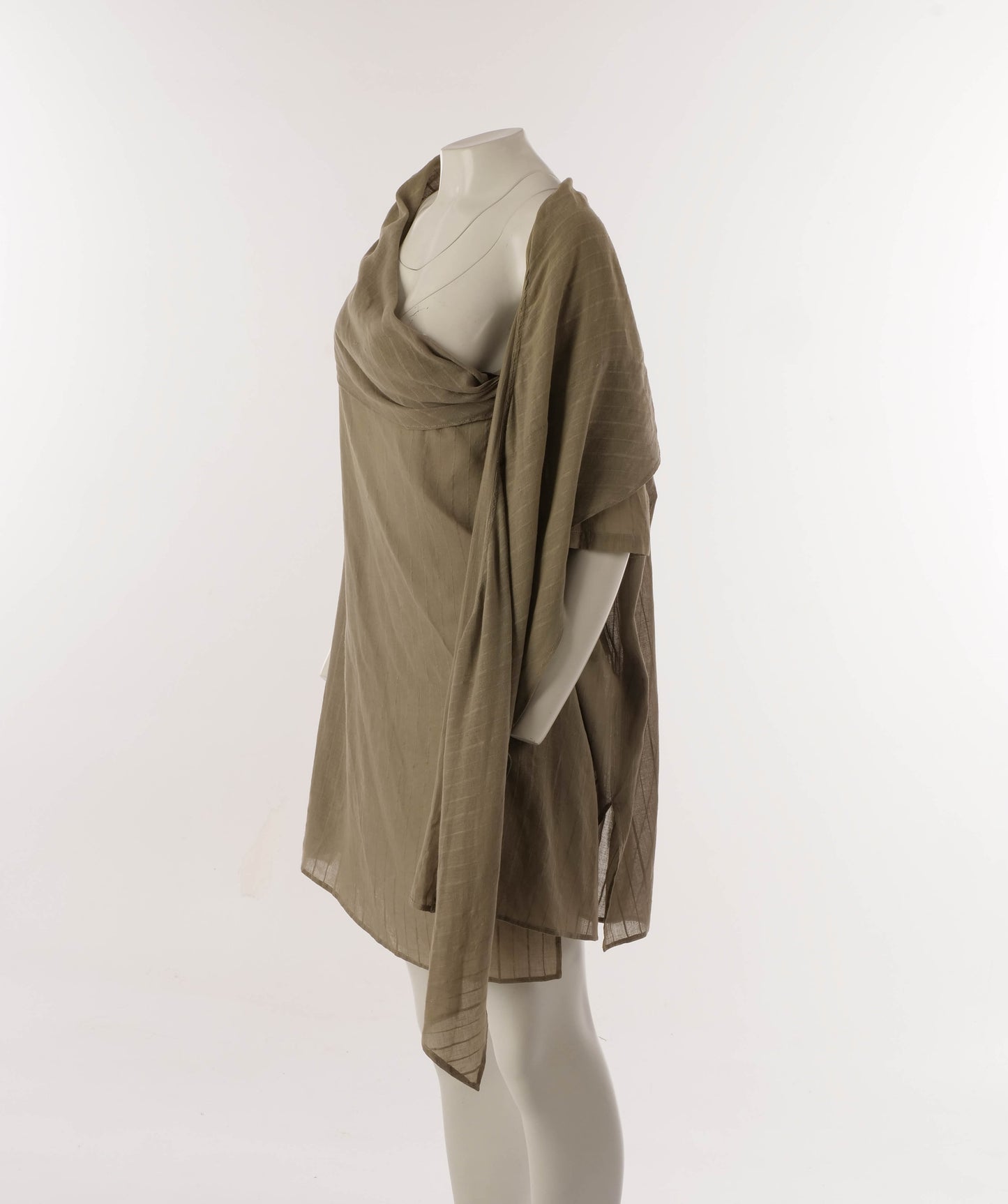 Romeo Gigli 1980s Sage Green Draped Tunic Dress