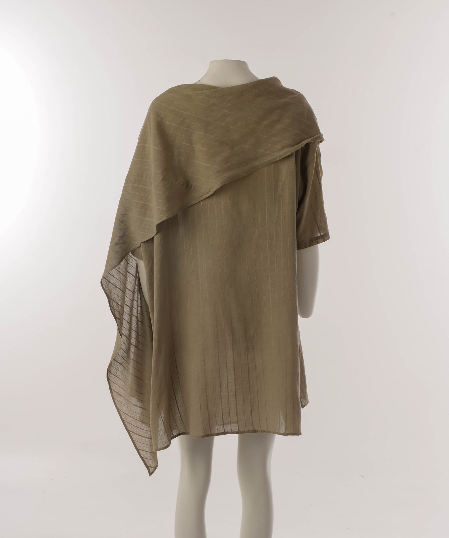 Romeo Gigli 1980s Sage Green Draped Tunic Dress