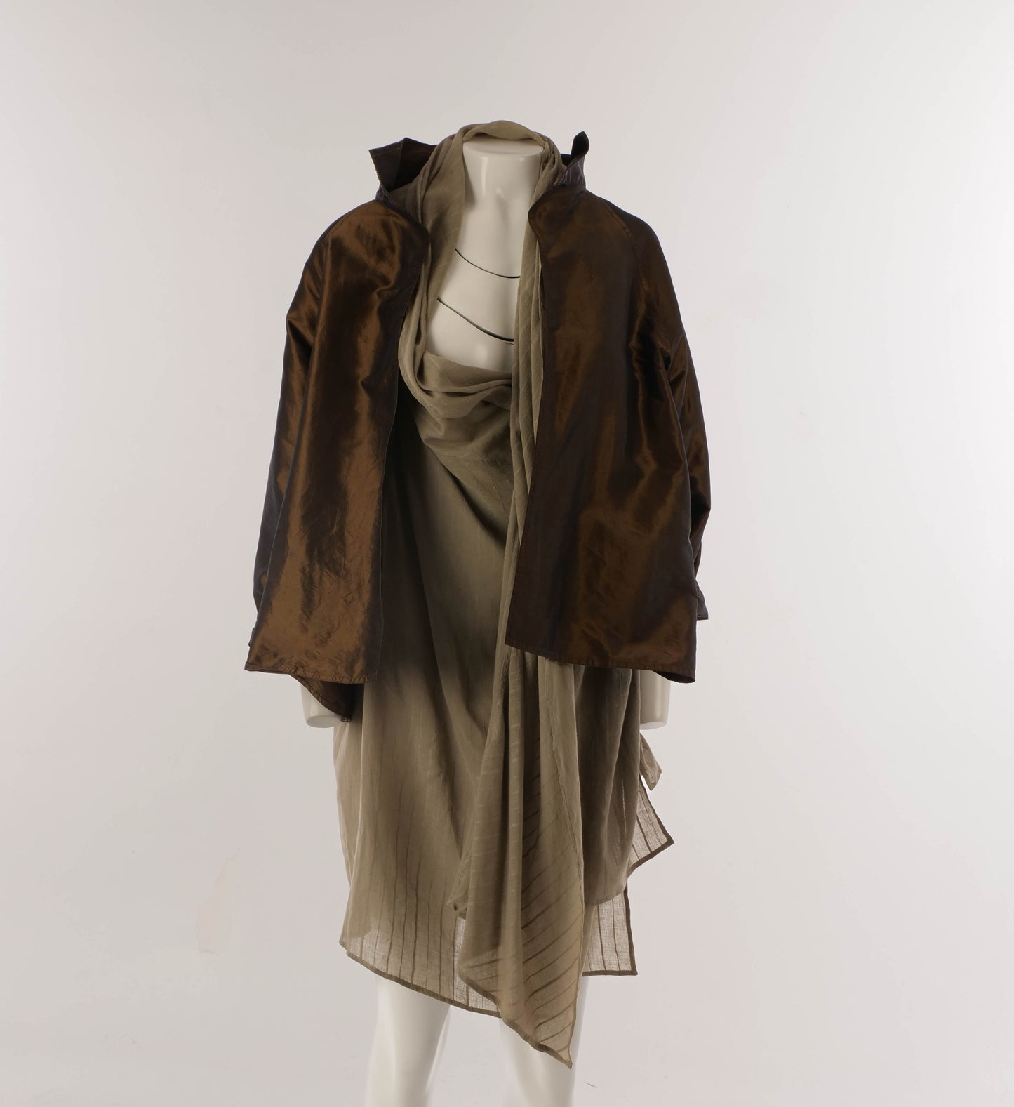 Romeo Gigli 1980s Sage Green Draped Tunic Dress