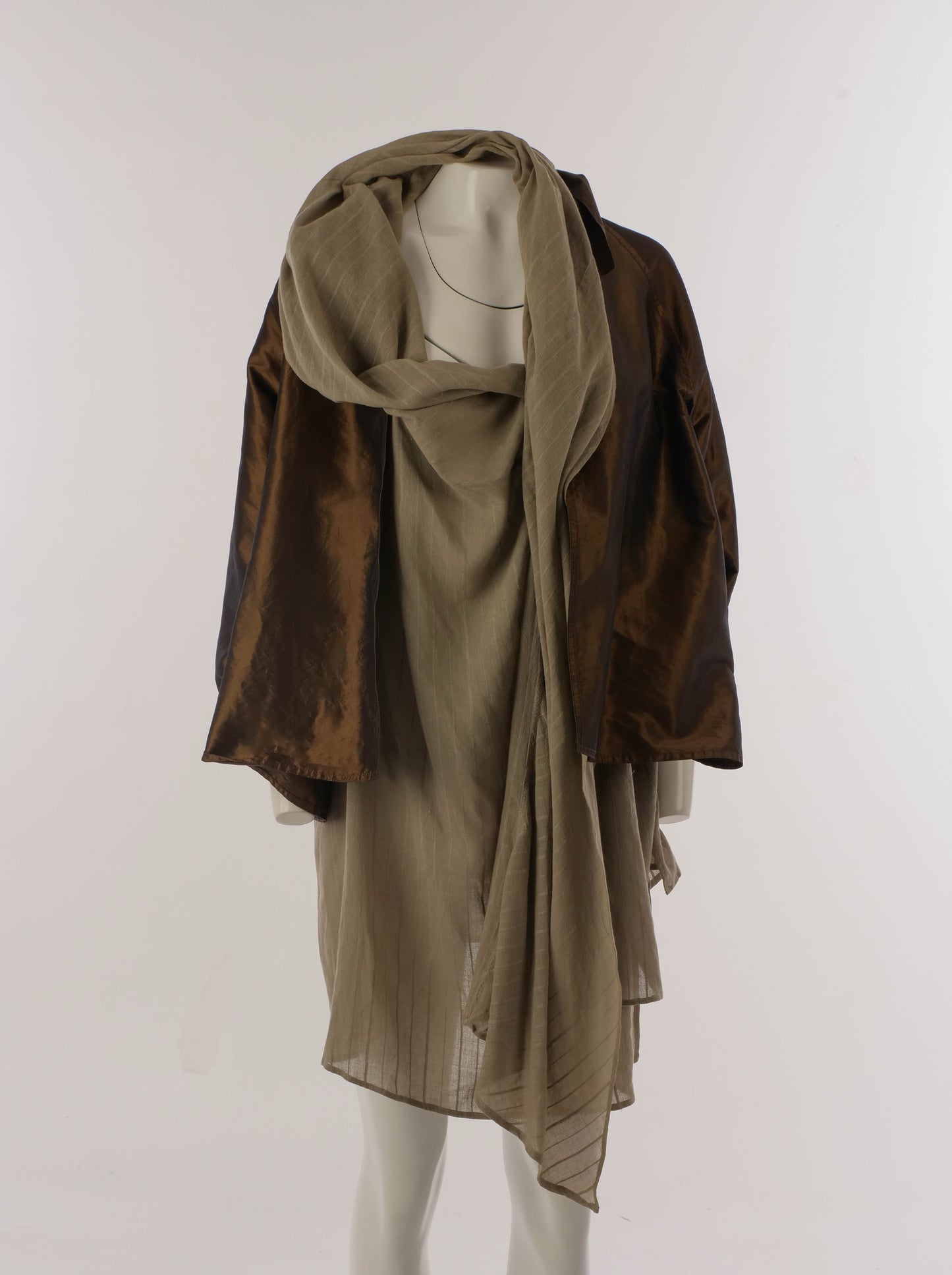 Romeo Gigli 1980s Sage Green Draped Tunic Dress