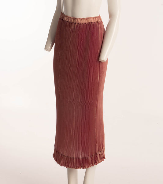 Lilith Iridescent Pink Pleated Long Skirt