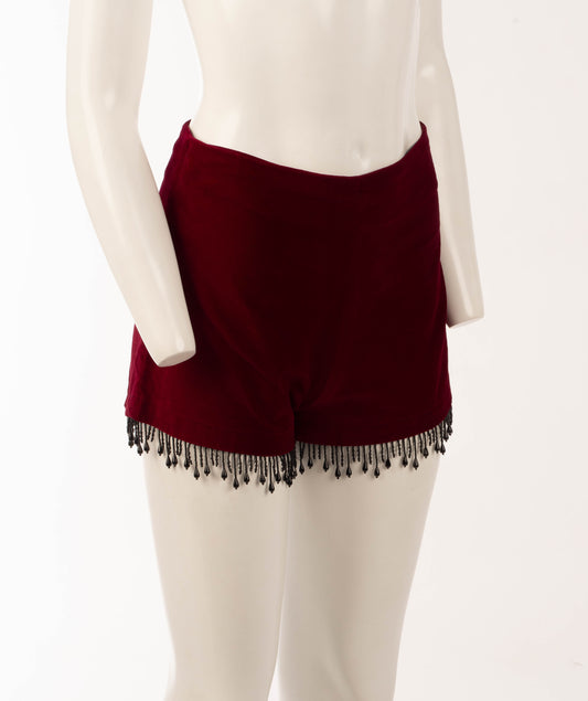 PX London Velvet Hotpant with Black Bead Detail