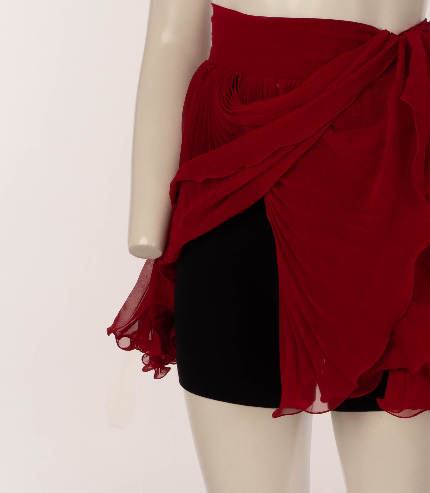 Dolce & Gabbana S/S 1992 Red Pleated Skirt with Black Shorts