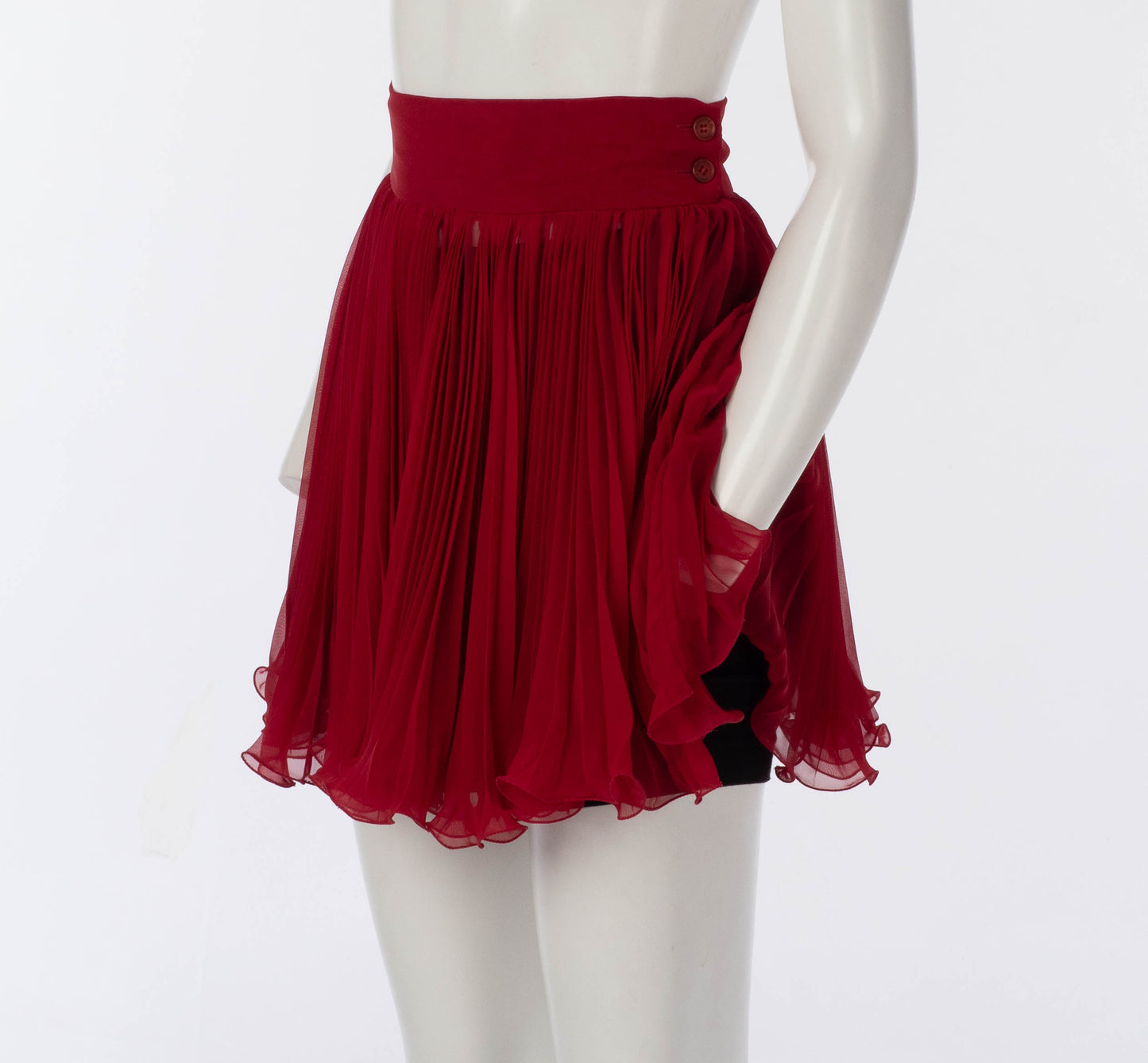 Dolce & Gabbana S/S 1992 Red Pleated Skirt with Black Shorts