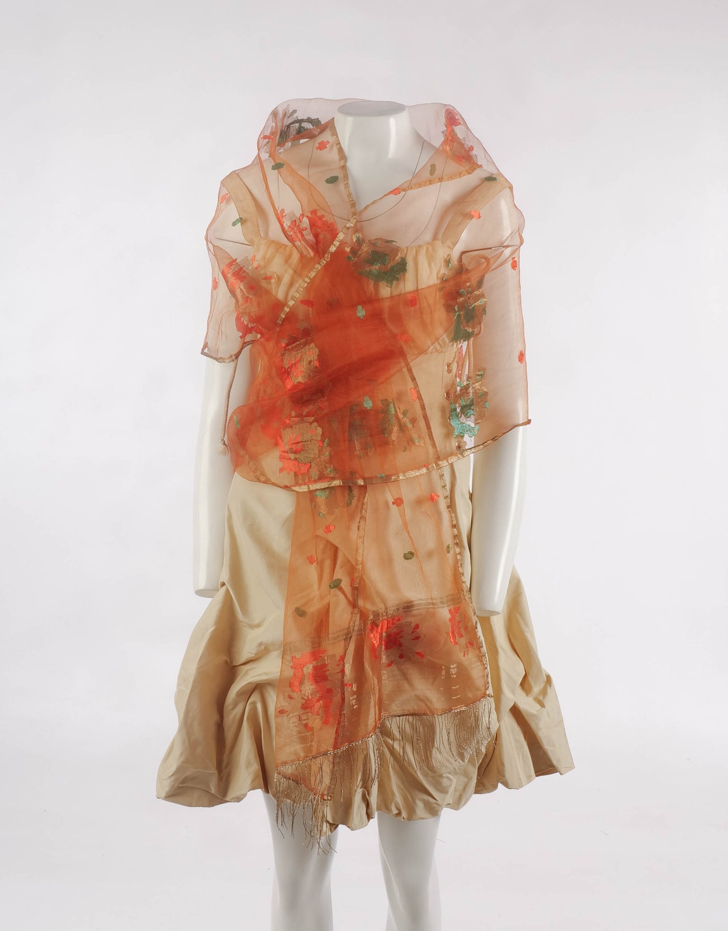 Callaghan Romeo Gigli Orange Voile and Gold thread Shawl