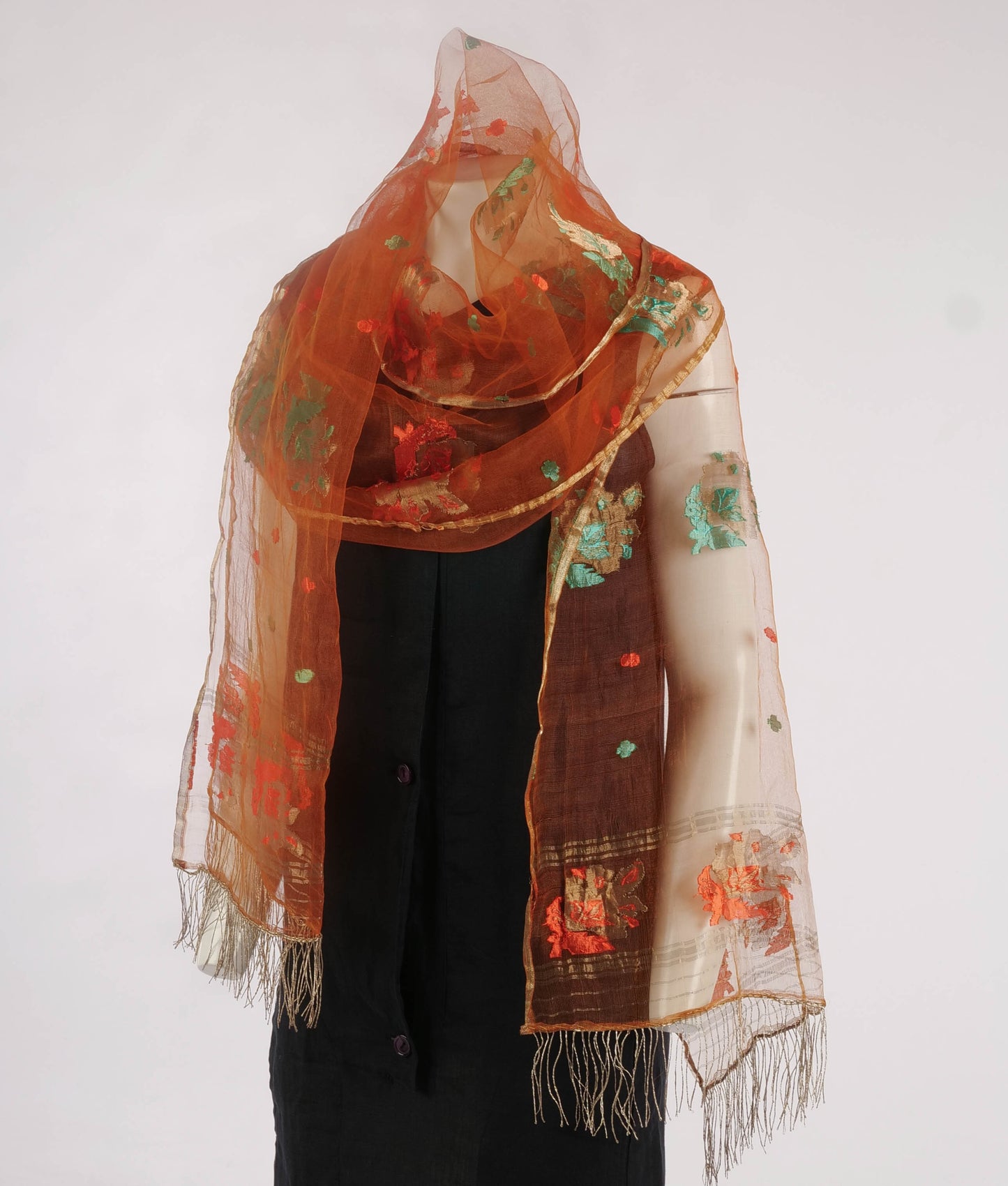 Callaghan Romeo Gigli Orange Voile and Gold thread Shawl