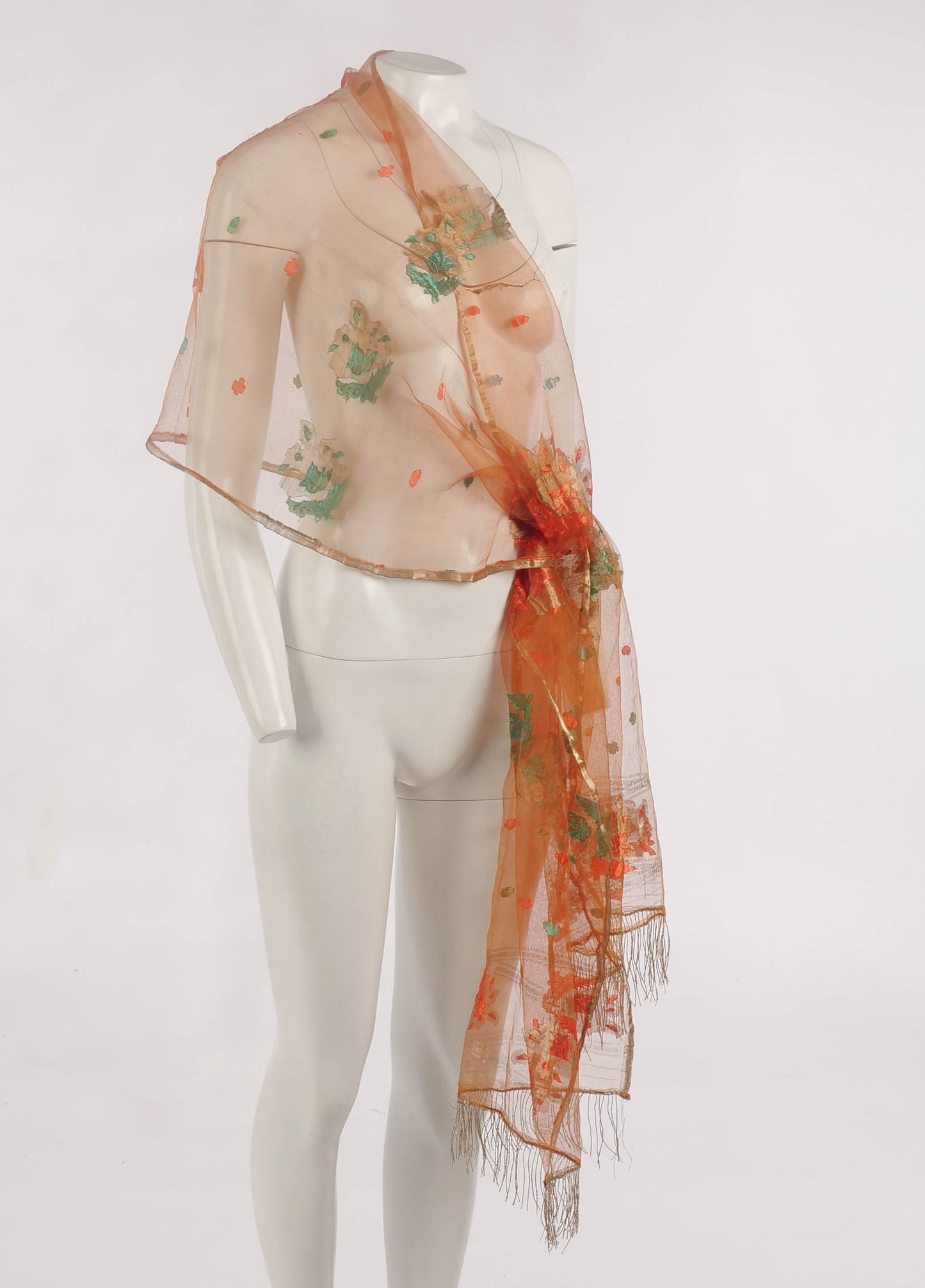 Callaghan Romeo Gigli Orange Voile and Gold thread Shawl