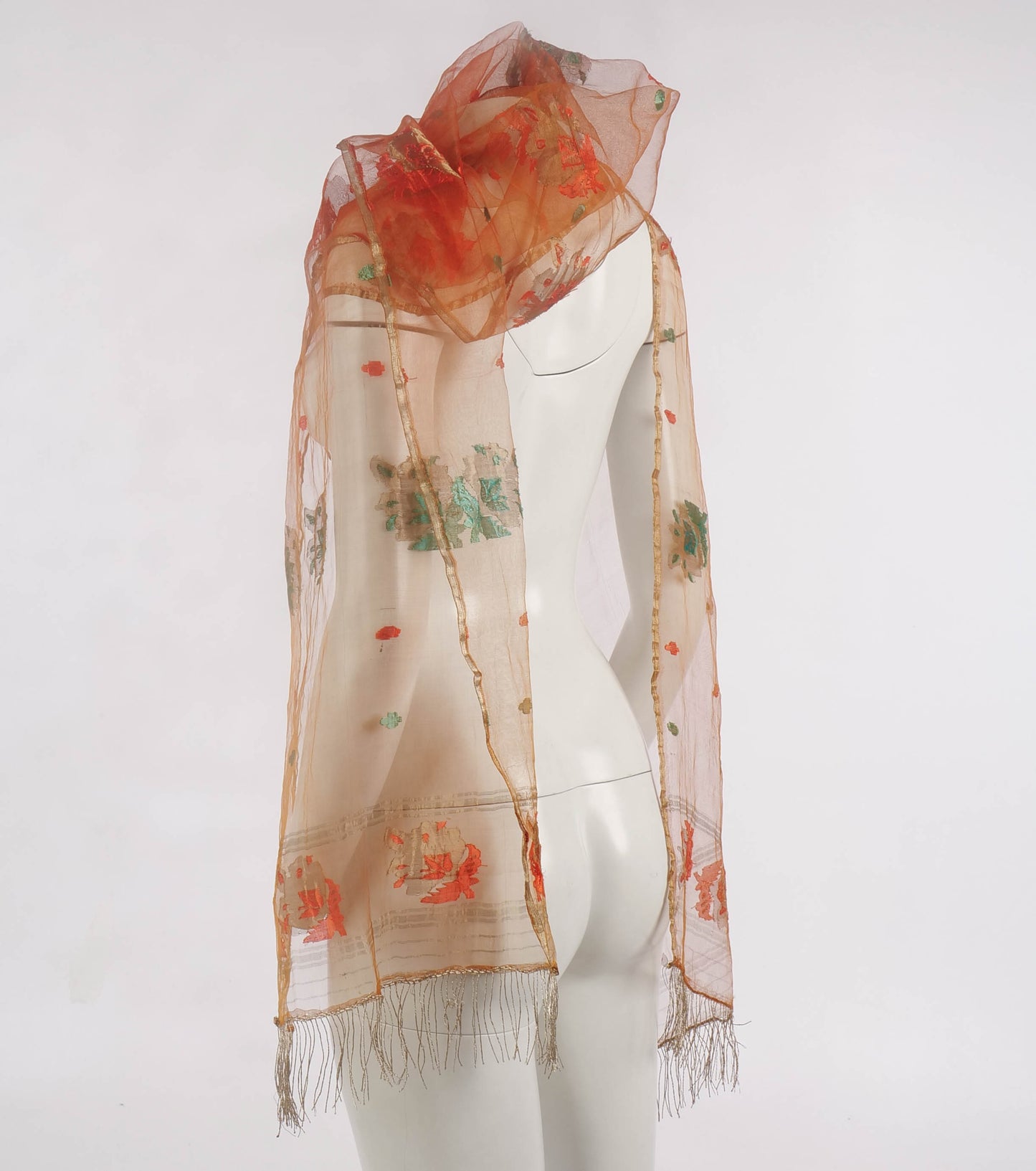 Callaghan Romeo Gigli Orange Voile and Gold thread Shawl