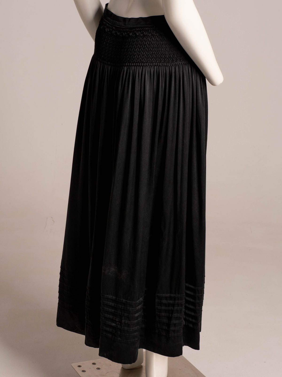 Julian Akers Douglas Black Silk Smocked Skirt