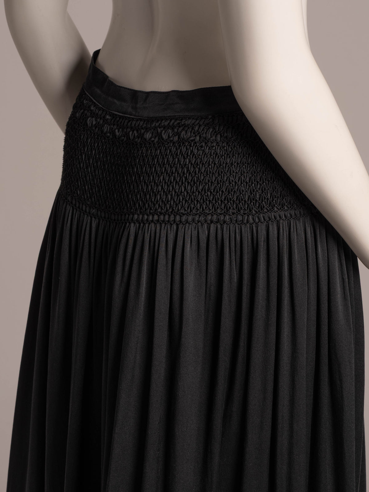 Julian Akers Douglas Black Silk Smocked Skirt