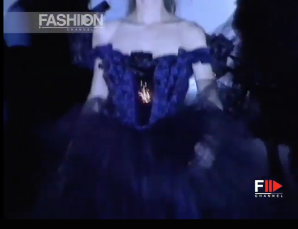 Blumarine Anna Molinari 1992 Blue Velvet and Tulle Dress