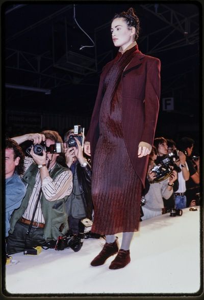 Romeo Gigli 1989 Brown Stripe Tails Jacket