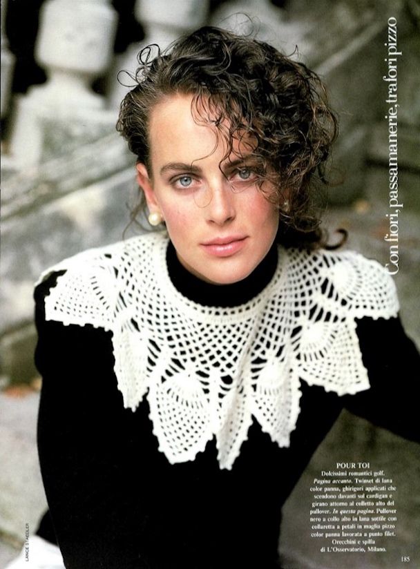 Pour Toi Miss Deanna A/W 1987 Crochet Collar Knit Dress