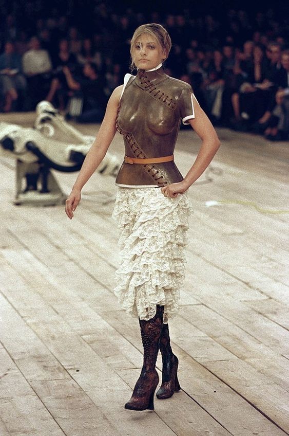 Alexander McQueen S/S 1999 'No. 13' Black Tiered Lace Skirt