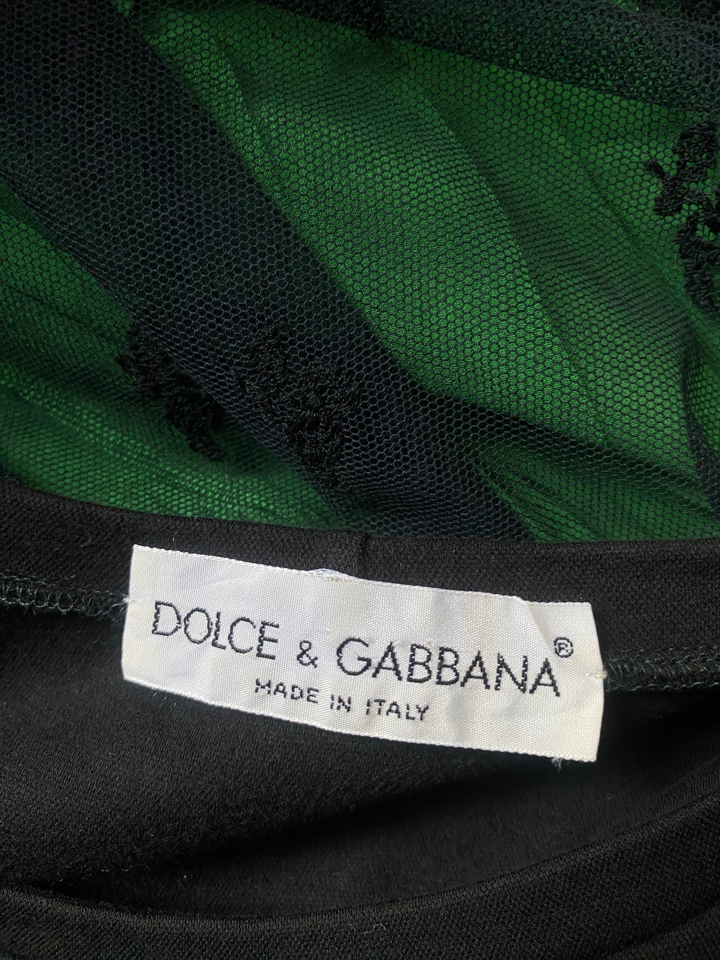 Dolce & Gabbana S/S 1989 Black and Green Dress with Lace Skirt