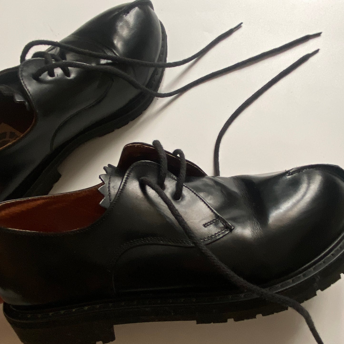 Victoria Pratt for Red or Dead 1980's Black Leather Derby Shoes